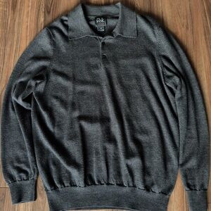 Jos. A. Bank 100% Merino Wool Men's Black Polo Sweater
